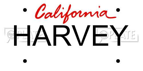 HARVEY California License Plate