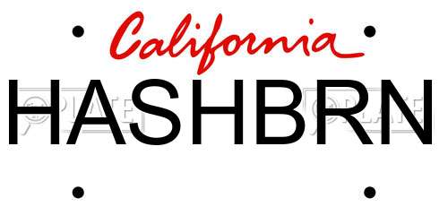 HASHBRN California License Plate