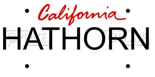 HATHORN California License Plate