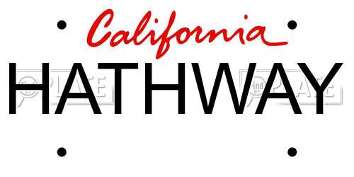 HATHWAY California License Plate