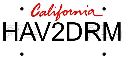 HAV2DRM California License Plate