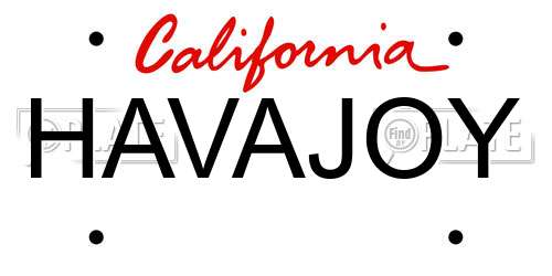 HAVAJOY California License Plate