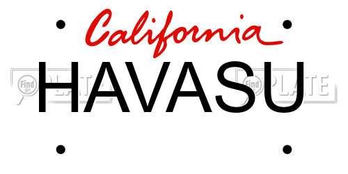 HAVASU California License Plate