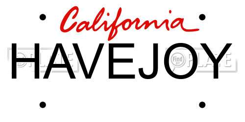 HAVEJOY California License Plate