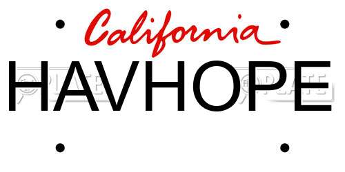 HAVHOPE California License Plate