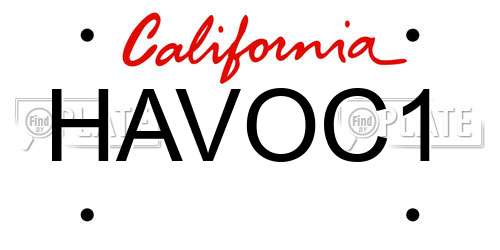 HAVOC1 California License Plate