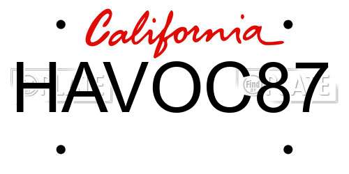 HAVOC87 California License Plate