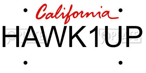 HAWK1UP California License Plate