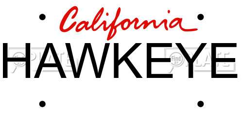 HAWKEYE California License Plate