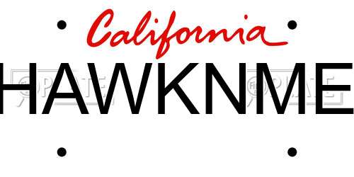 HAWKNME California License Plate
