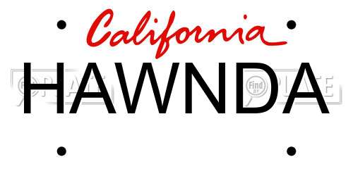 HAWNDA California License Plate