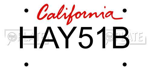 HAY51B California License Plate