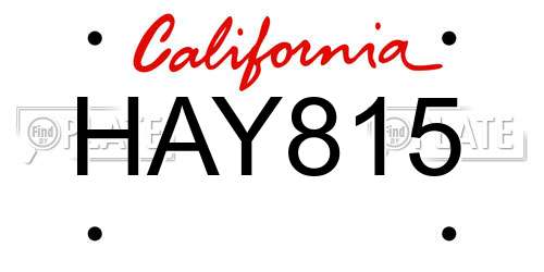 HAY815 California License Plate