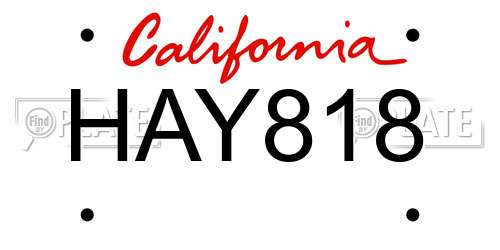 HAY818 California License Plate