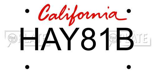 HAY81B California License Plate