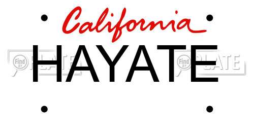 HAYATE California License Plate