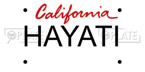 HAYATI California License Plate