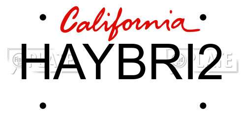 HAYBRI2 California License Plate
