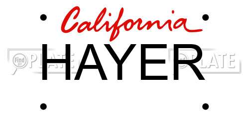 HAYER California License Plate