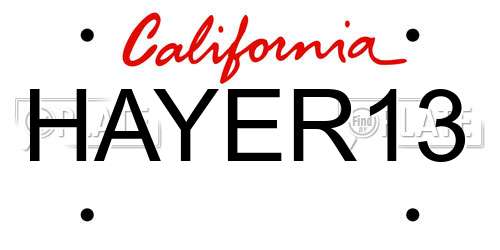 HAYER13 California License Plate