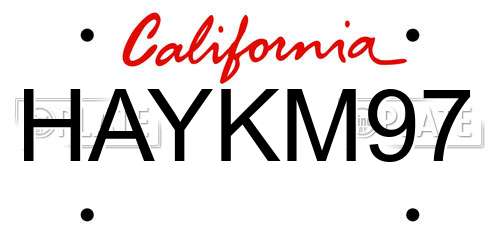 HAYKM97 California License Plate