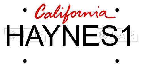 HAYNES1 California License Plate