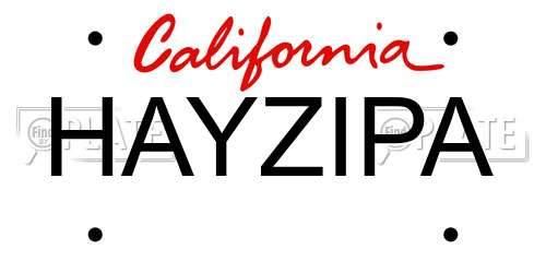 HAYZIPA California License Plate