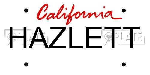 HAZLETT California License Plate