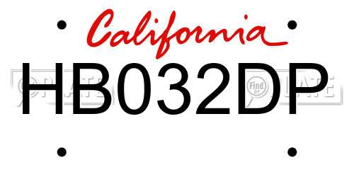 HB032DP California License Plate