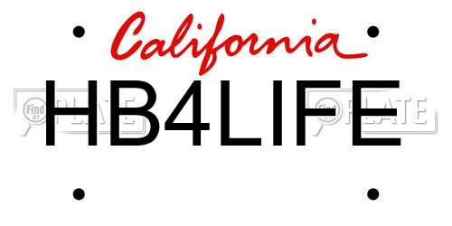 HB4LIFE California License Plate