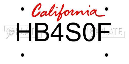 HB4S0F California License Plate