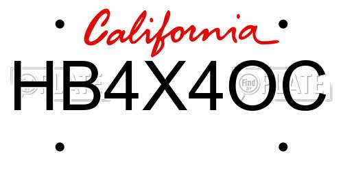 HB4X4OC California License Plate