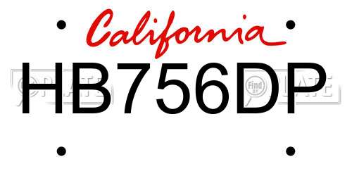 HB756DP California License Plate