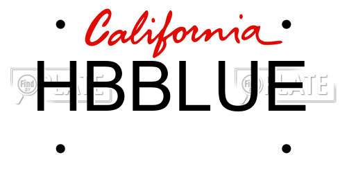 HBBLUE California License Plate