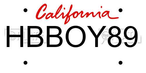 HBBOY89 California License Plate