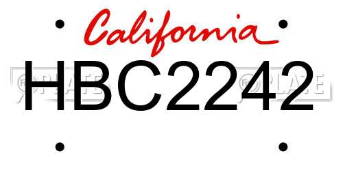 HBC2242 California License Plate