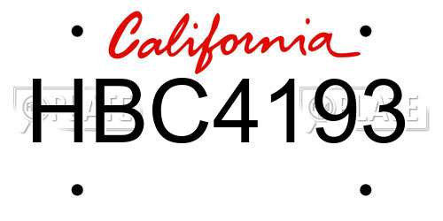 HBC4193 California License Plate