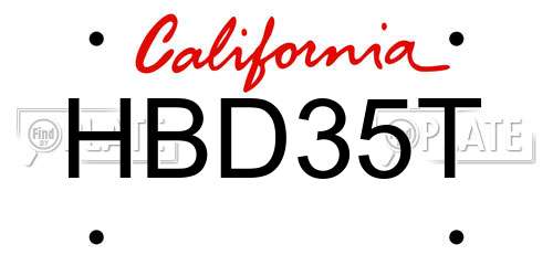 HBD35T California License Plate