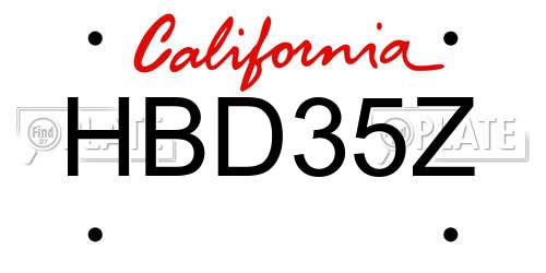 HBD35Z California License Plate