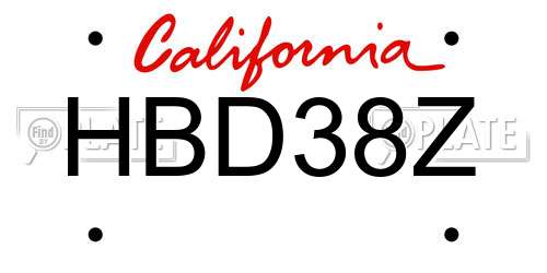 HBD38Z California License Plate