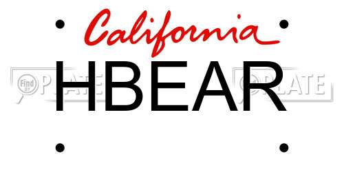 HBEAR California License Plate