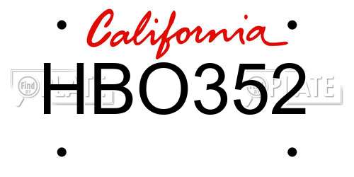 HBO352 California License Plate