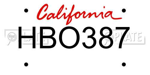 HBO387 California License Plate