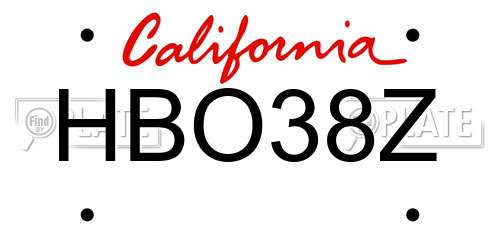 HBO38Z California License Plate