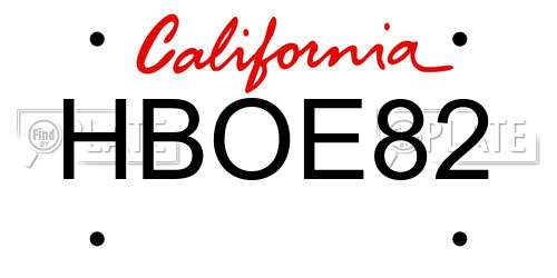 HBOE82 California License Plate