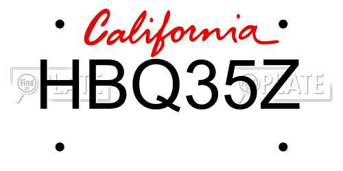 HBQ35Z California License Plate