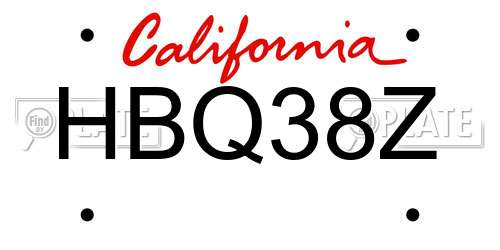 HBQ38Z California License Plate