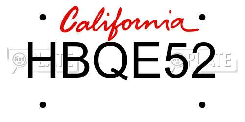 HBQE52 California License Plate