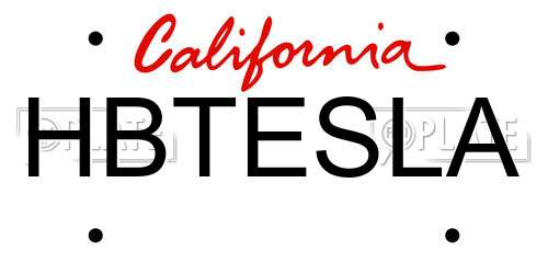 HBTESLA California License Plate