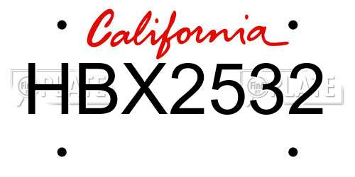 HBX2532 California License Plate